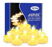 AGPTEK 12 lumini a LED con timer, luce bianca calda tremolante con funzione timer, 6 ore accesi e 18 ore spente, confezione da 12 candele senza fiamma