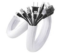 AGPTEK 3M Guaina Cavi Flessibile Regolabile, Raccogli Cavi di Stoccaggio Intrecciati in PET, Protezione della Copertura per TV/Computer/USB/Audio/Video, Bianca