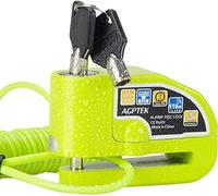 AGPTEK Bloccadisco Antifurto Moto Impermeabile con Allarme Sonoro 110dB, Blocca disco in lega di zinco per moto, bici e monopattino, 2 chiavi e 1,5m Reminder Cavetto