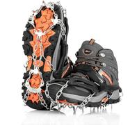 AGPTEK Ice Tacchetti 19 Denti, Microspicchi da Ghiaccio per Scarpe Portabile Neve Ramponi per Donna e Uomo con Ottimo Grip per Passeggiate, Jogging o Escursioni Camping su Neve e Ghiaccio (Nero XL)