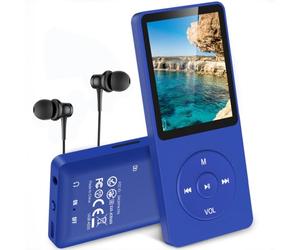 AGPTEK Lettore MP3 16GB Lettore MP3 Portatile con Schermo 1,8 Pollici, Radio FM, Piccolo Musicale MP3 Running Sportivo, Supporto Massimo Memory Card TF 64GB, Blu