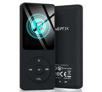 AGPTEK Lettore MP3, 64 GB, schermo da 1,8", durata della batteria 70 ore, con cuffie, radio FM, foto, registrazioni, ebook, nero