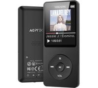 AGPTEK Lettore MP3 Bluetooth 5.3, 32GB MP3 Player con Altoparlanti Integrati - Riproduttore Musicale Portatile HiFi Lossless, FM/Registratore, Sportivo (Cuffie Non Incluse), Nero