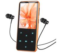 AGPTEK Lettore MP3 Bluetooth 5.3, Lettore Musicale da 64 GB in Metallo, Schermo da 2,4", Qualità Sonora HiFi, MP4 con Pulsanti Touch, Altoparlante, Radio FM, Registratore, 60 Ore di Musica, Arancione