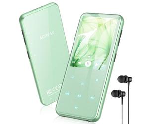 AGPTEK Lettore MP3 Bluetooth 5.3, Lettore Musicale da 64 GB in Metallo, Schermo da 2,4", Qualità Sonora HiFi, MP4 con Pulsanti Touch, Altoparlante, Radio FM, Registratore, 60 Ore di Musica, Verde