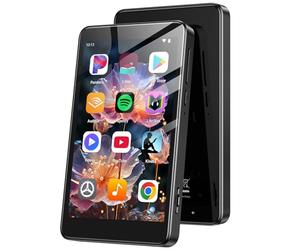 AGPTEK Lettore MP3 da 96 GB con Bluetooth e WiFi | 4'' Android 14 MP4 Lettore musicale con Spotify, Audible, App Store, fino a 1 TB, nero