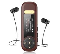 AGPTEK Lettore MP3 Portatile 64GB con Type-C, Clip e Bluetooth 5.3 -Marrone | Mini Lettore MP3 Retrò per Sport, Radio FM, Schermo 0,96", Cover Magnetica Antismarrimento