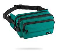 AGPTEK Marsupio da uomo e da donna, impermeabile, con 5 scomparti separati, borsa da cintura per passeggiate con il cane, viaggio, escursioni e attività all'aria aperta, verde, L, Fashion