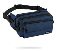 AGPTEK Marsupio da uomo e donna, impermeabile, con 5 scomparti singoli, marsupio, marsupio per passeggiate con cani, viaggi, escursioni e attività all'aria aperta, blu jeans, L, Fashion