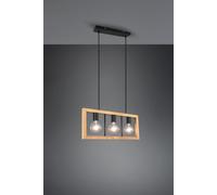 AGRA SOSPENSIONE LEGNO NATURALE E METALLO NERO 3 DIFFUSORI L. 60CM LUCI ATTACCO E27