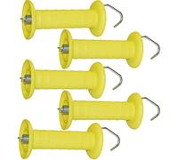 Agrarzone 5x Maniglia per recinto elettrico con gancio e molla di tensione giallo - Robuste e sicure in metallo zincato anti-ruggine - Per bovini, ovini, caprini e cavalli