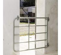 Agrarzone Cancello per pascolo zincato 110 cm regolabile 1m - 1,7m | Cancello con set di montaggio | Cancello elettrificabile per l'accesso sicuro al pascolo | Cancello per recinzioni elettrificate