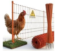 Agrarzone Rete per pollame CLASSIC elettrificabile, doppia punta, arancione 25 m x 112 cm - Robusta e sicura per polli, cani e gatti - Facile da installare con kit completo