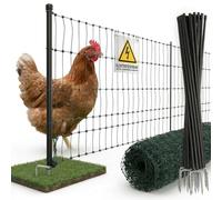 Agrarzone Rete per pollame Classic elettrificabile, Doppia Punta, Verde 50 m x 112 cm - Robusta per polli, Cani e Gatti - Facile da installare con 15 Pali e Kit di Riparazione