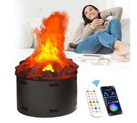 agreilduite Umidificatore per Camino Elettrico 3D con App e Telecomando, Fuoco di Vapore Rotondo da Incasso, Fiamma Finta in 9 Colori | Supporta Il Riempimento Automatico dell'Acqua 50cm/19.6in