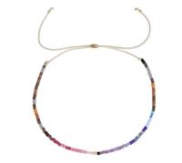 Agriajun Braccialetti intrecciati impilabili con perline colorate bohémien, da donna, delicate perline dorate fatte a mano, regolabili, beige, corda scorrevole, braccialetto per amicizia, regalo per