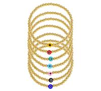 Agriajun Set di braccialetti elasticizzati con perline dorate da donna, alla moda, impilabili, in agata con perline di pietra preziosa, braccialetto dell'amicizia, gioielli estivi alla moda, regalo