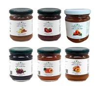 Agricola Dall'Armellina - Confetture assortite prodotte artigianalmente, mix di pere e cannella, fragole, albicocche, albicocche viola, ciliegia, pesche, 6x220g c.a