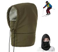 Agriculturi Waterproof Fleece-Lined Hood,3-in-1 Winter Windproof Full Cover Hood,Balaclava Ski Mask Hat with Drawstring (IT, Testo, L, Army Green)