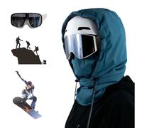 Agriculturi Waterproof Fleece-Lined Hood,Balaclava Ski Cycling Face Mask,Unisex Winter Warm Ski Helmet Cover with Drawstring (IT, Testo, Taglia Unica, Peacock Blue)