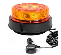 Agrieyes Lampada a tutto tondo da 12 V, magnete con ventosa, lente intercambiabile, luce di avvertimento a LED, per camion, accendisigari, per trattore, arancione, 24 V, luce gialla per auto