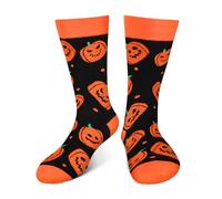 AGRIMONY Calze Halloween Zucca Uomo Donna Ragazzi Divertenti - Fantasia Colorati Arte Simpatici Strani Zucche Calzini Costume - Regali Halloween Originali Idee Regalo per Lui Lei