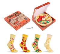 AGRIMONY Calzini divertenti per uomini, donne e adolescenti, divertenti e divertenti, in cotone, ideali come regalo di Natale, F-LT-pizza01, M-L