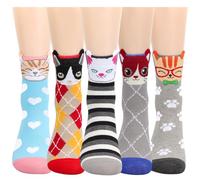 AGRIMONY Calzini Gatto Donna Ragazza Mamma Divertenti - Idee Regalo Originali Fantasia Colorati Arte Natalizie Calze Corte - Regali Tema Gatti Natale Festa Della Mamma Valentino Compleanno per Lei
