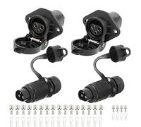 AGRISHOP 2 Pezzi Spina 3 Poli Trattore e 2pezzi Presa 3 Poli Trattore 12v 24v,Spina e Presa per Rimorchio 3Poli Connettori Femmina Maschio con Connettori