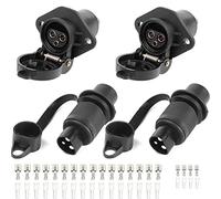 AGRISHOP 2 Pezzi Spina 3 Poli Trattore e 2pezzi Presa 3Poli Trattore 12v 24v Impermeabile,Spina e Presa per Rimorchio 3 Poli Connettori Femmina Maschio con Connettori a Forcella Manicotto