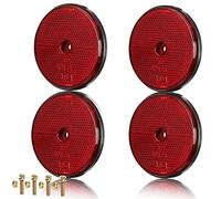 AGRISHOP 4x Catarifrangente,Rosso Riflettori Rimorchioper Recinzione Cancelli Caravan Macchine Catarifrangenti Ámbar Rondi,Ø71 mm （Rotondi/Avvitare/Rosso）