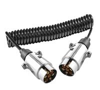 AGRISHOP Cavo di Prolunga per Rimorchio, Cavo Adattatore Rimorchio 7 Poli, Estensione Spiral Cavo per Rimorchio con Maschio Spina 7Poli 12v, 2.4m,Spiral Cavo di Prolunga Rimorchio per Caravan