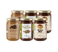 Agrisicilia Set 6 Vasetti Creme Spalmabili - Caffè, Pistacchio e Cioccolato, Tiramisù - Box Assortito Crema Dolce per Colazione e Dolci - Made in Italy