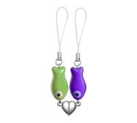 Agromusk Ciondoli coordinati per telefono, portachiavi in ceramica a forma di pesce con cinturino a forma di cuore, idea regalo per San Valentino, Ceramica, Nessuna pietra preziosa