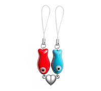 Agromusk Ciondoli coordinati per telefono, portachiavi in ceramica a forma di pesce con cinturino a forma di cuore, idea regalo per San Valentino, Ceramica, Nessuna pietra preziosa