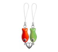 Agromusk Ciondoli coordinati per telefono, portachiavi in ceramica a forma di pesce con cinturino a forma di cuore, idea regalo per San Valentino, Ceramica, Nessuna pietra preziosa