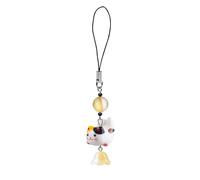 Agromusk Ciondoli per telefono a forma di gatto, grazioso gattino fortunato con perline e cinturino per telefono a forma di fiore, accessorio decorativo per borsa Kawaii Y2K, One Size, Ceramica Vetro