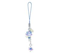 Agromusk Ciondolo per telefono a forma di fiore blu, grazioso fiore di loto con perline, decorazione fatta a mano per donne, accessori Y2K, portachiavi, ciondolo per borsa, regalo (blu)