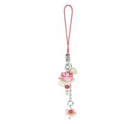 Agromusk Ciondolo per telefono con fiore rosso, grazioso fiore di loto con perline, decorazione fatta a mano per donne, accessori Y2K, portachiavi, ciondolo per borsa, regalo (rosso)
