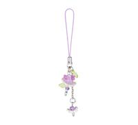 Agromusk Ciondolo per telefono con fiore viola, grazioso fiore di loto con perline, decorazione fatta a mano per donne, accessori Y2K, portachiavi, ciondolo per borsa, regalo (viola)