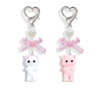 Agromusk Portachiavi a forma di gatto, decorazione sfocata, regalo per amanti dei gatti, Y2K, ciondolo a forma di fiocco a forma di cuore, ornamento per ragazze, ciondolo per borsa Kawaii, One Size