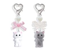 Agromusk Portachiavi a forma di gatto, decorazione sfocata, regalo per amanti dei gatti, Y2K, ciondolo a forma di fiocco a forma di cuore, ornamento per ragazze, ciondolo per borsa Kawaii, One Size