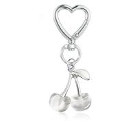 Agromusk Simpatico portachiavi a forma di ciliegia, con ciondoli a forma di ciliegia, da donna, decorazione per chiavi dell'auto, regali, accessori, One Size, Acrilico Metallo