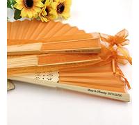 agsu Ventagli personalizzati per bomboniere, ventagli personalizzati, ventagli di carta pieghevoli in carta con bambù per regalo di nozze, feste, casa, fai da te, sposa (arancione, 24 pezzi)