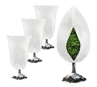 AGSYFFD Confezione da 4 coperture per piante in pile per orticoltura, 80 x 100 cm, protezione antigelo per piante da esterno, coperte invernali dal gelo con cerniera e coulisse, per arbusti, alberi e