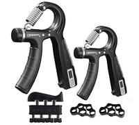 AGSYFFD Set di 2 allenatori per avambracci regolabili con contatore, estensore per dita e dita, attrezzo 5 in 1 per allenamento della forza per la palestra domestica, arrampicata, tennis e