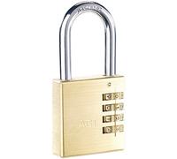 AGT Fai da te - lucchetto a combinazione 4 cifre: Serratura per tende in ottone con codice numerico a 4 cifre, 50 mm (lucchetti combinazione, lucchetto, appendino)