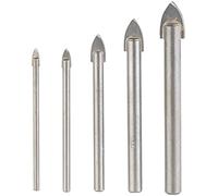 AGT Professional Trapano per vetro: 5-teiliges Bohrer-Set für Glas & Fliesen, 4/5/6/8/10 mm, sabbiato (Trapano in ceramica)