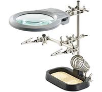 AGT Terza Mano con morsetti di fissaggio, lente con LED e supporto per saldatore NX5373