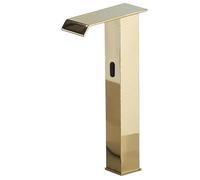 Agteruo Rubinetto Moderno con sensore touchless in Ottone, Finitura Oro, Giallo, Rubinetto per lavabo a Cascata con sensore a infrarossi Automatico, Attacco G1/2, Installazione da appoggio, per Bagno